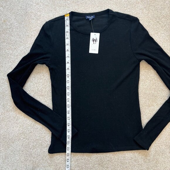 Splendid Isabella Shimmer Rib Top in Black Long Sleeve Crewneck - Size S - NWT - Picture 6 of 7